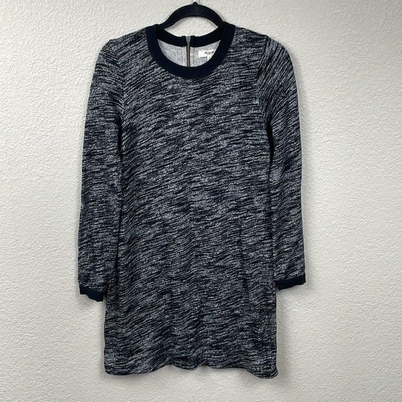 Madewell Marled Charcoal Gray Sweatshirt Dress Long Sleeve Sz M - Picture 2 of 12